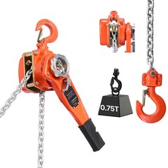 Manual Lever Chain Hoist, 3/ 4 Ton, 1650 Lbs, 10 Ft Lift, G80 Alloy Steel