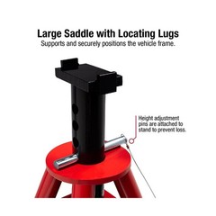 Sunex 1310 10-Ton Medium Height Pin Type Jack Stands, Pair, Red 10 Ton Medium