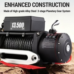 SIHAO 13500LBS 12V Electric Winch 92FT Synthetic Rope For Truck ATV Off Road 8