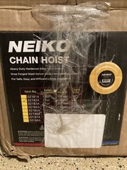 Neiko 02183A Chain Hoist w/ 2 Hooks, 1 Ton Capacity, Manual Hand Chain Block