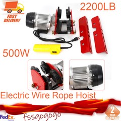 Electric Wire Rope Hoist Overhead Winch Crane Lift W/ Trolley & Remote 2200LB