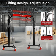 1 Ton Portable Gantry Crane – Adjustable Height, Steel I-Beam, 3000Lbs Capacity