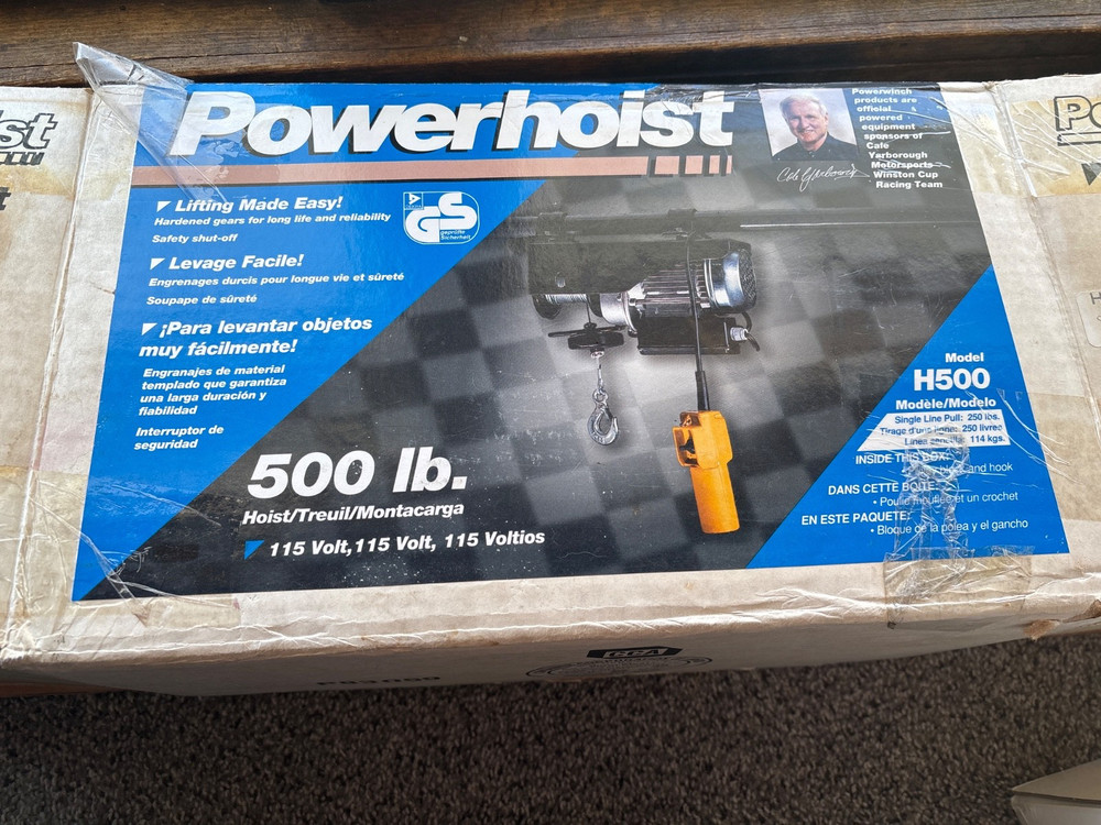 Powerhoist 500lb. 115 volt hoist. Vintage, new. Model #H500