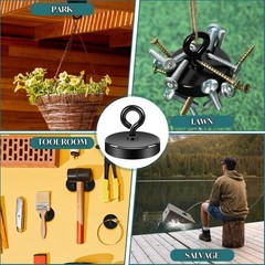 Neosmuk Black Fishing Magnet, 2 inches 350lb Strong Magnets 2.0 inches,