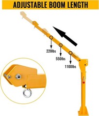Davit Crane 1100 Lbs Pickup Truck Crane 360° Swivel Design Hydraulic Cable Winch
