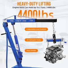 2 Ton Engine Hoist, Folding Hydraulic Cherry Picker Shop Crane Engine Hoist Lift