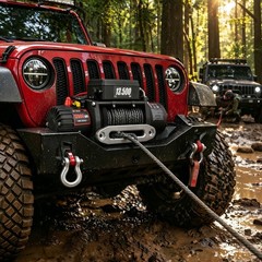 SIHAO 13500LBS 12V Electric Winch 92FT Synthetic Rope For Truck ATV Off Road 8