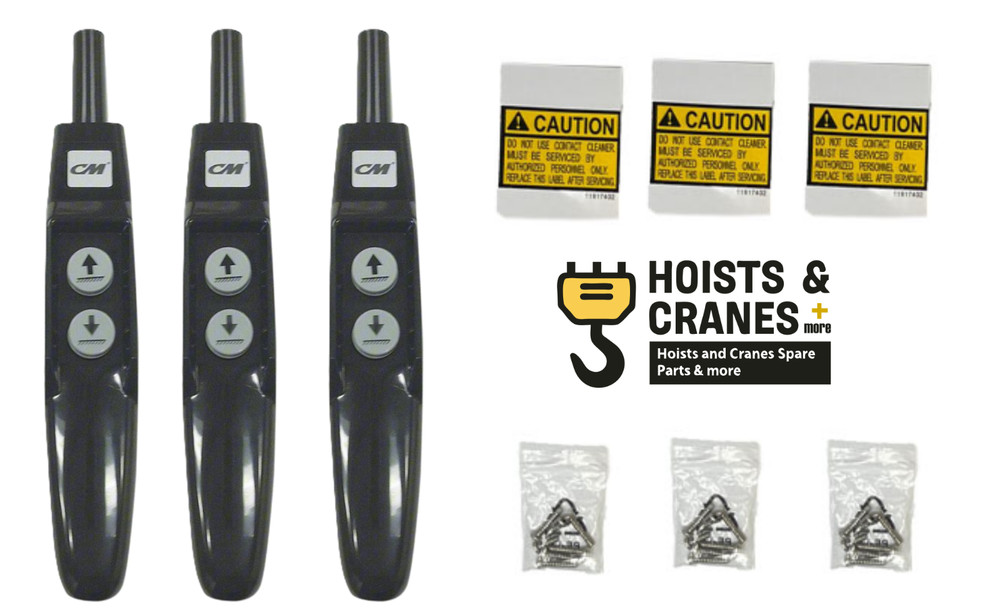 3-PACK CM 36900B CM 1-SPEED 2-BUTTON BLACK PENDANT ENCLOSURE FOR ELECTRIC HOISTS