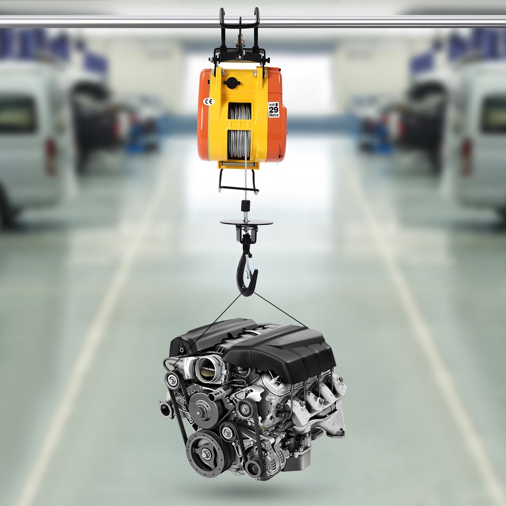 1300W Electric Hoist 500lbs Portable Winch Crane Lift 95ft Lifting Wired Control
