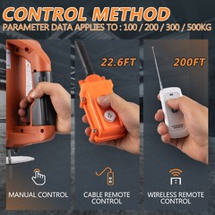Electric Hoist Winch 3 in 1 Portable Crane 1100lbs Wired/Wireless Remote Control