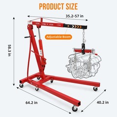 2 Ton Engine Hoist, Folding Hydraulic Cherry Picker Shop Crane Engine Hoist Lift