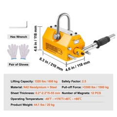 Uimoso Permanent Magnetic Lifter Lifting Magnet 1320 lbs/600 kg Neodymium Hoist