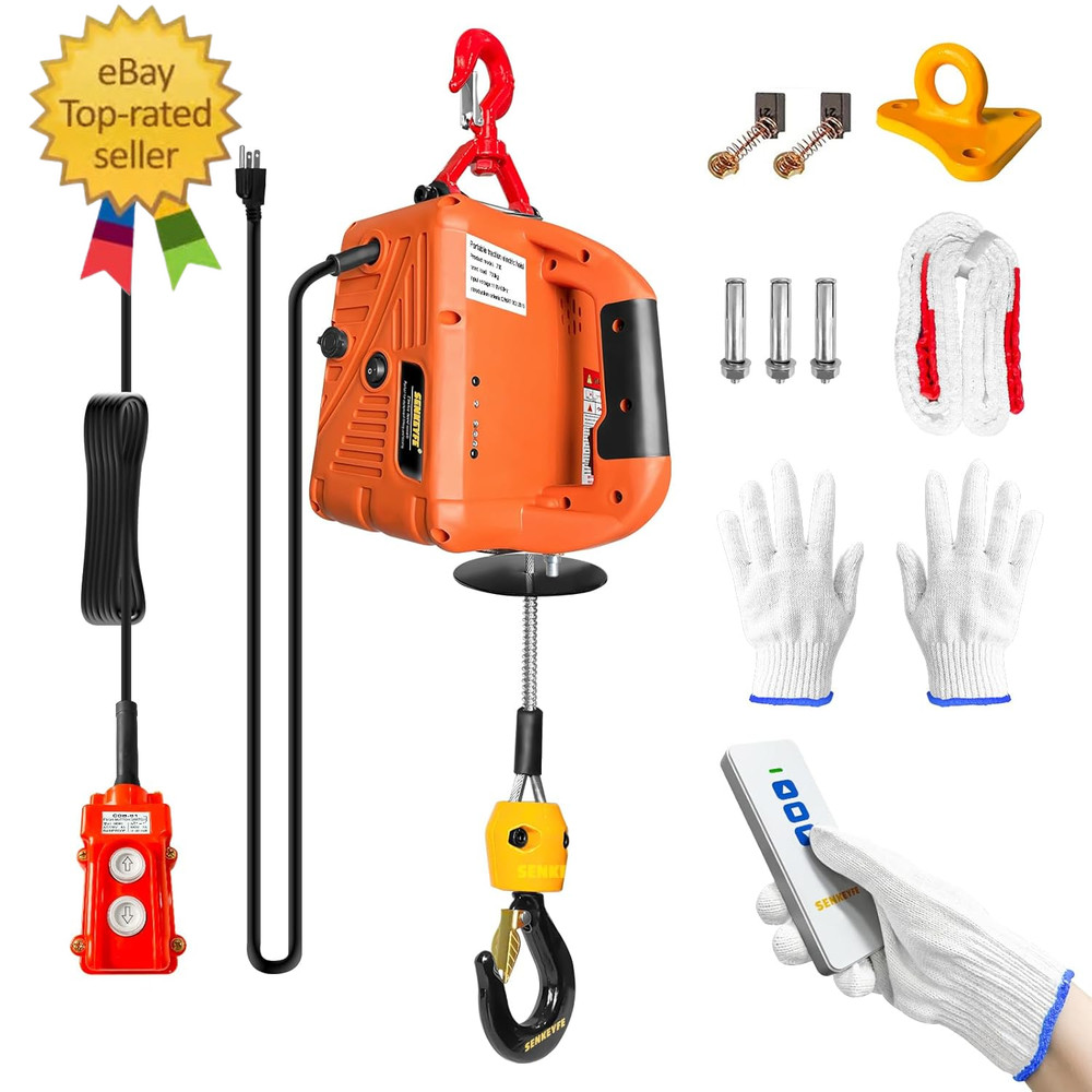 Power Electric Portable Hoist Winch 1500LBS, 3 in 1 Electric Cable Hoist 110V 25