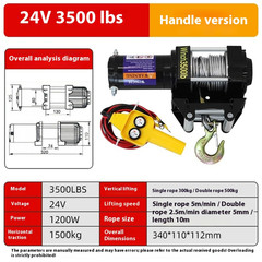 Electric Winch 12V/24V Vehicle-Mounted Crane Self-Rescue Electric Hoist