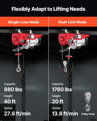 Electric Hoist, 1760 Lbs 120V Electric Winch with 328 Ft Wireless Remote Control
