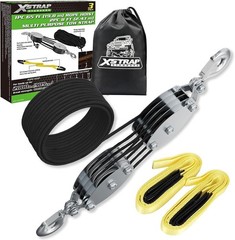 Heavy-Duty 4000LB Break Strength Rope Hoist & 2PK 8ft Lift Sling, Black