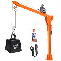 Uimoso Electric Truck Crane 1100 lbs Foldable Steel Winch for Lifting Tasks