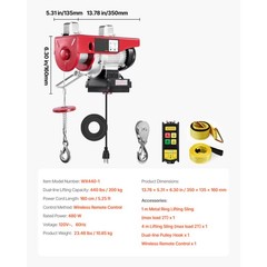 Uimoso Electric Hoist 440lbs Lift with Wireless Remote Control, 480W 110V