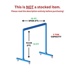 GORBEL FIXED GANTRY CRANE – 3 TON CAPACITY, SPAN 12 FT, HUB 12 FT