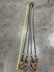 Used Nice Hanes Supply Crosby 1/2” cable 4 Hook Lifting Strap Cable 8 Ft