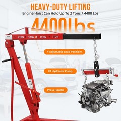 2 Ton Engine Hoist, Folding Hydraulic Cherry Picker Shop Crane Engine Hoist Lift