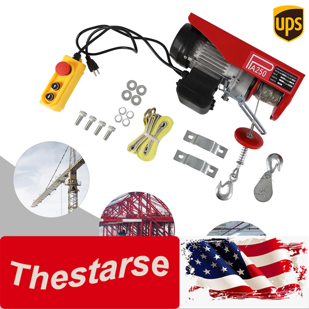550LBS Electric Hoist Winch Engine Crane with Wireless 110V