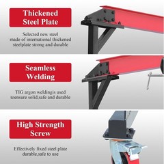 MAX 2200 LBS 1 Ton Adjustable Shop Gantry Crane H96.5″-143.7″ Lift Steel Hoist