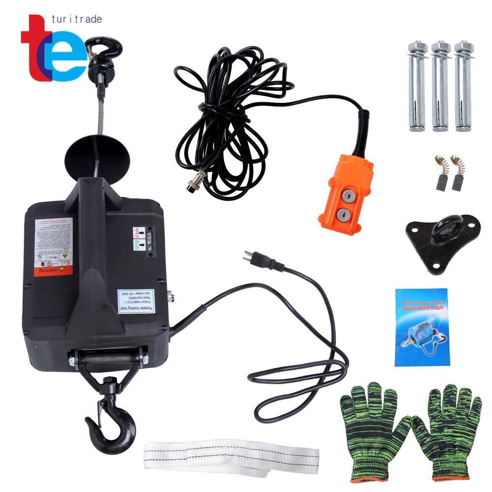 2-in-1 Electric Hoist Winch, 1100 lbs Lift Capacity, 1500W Portable Power Winch