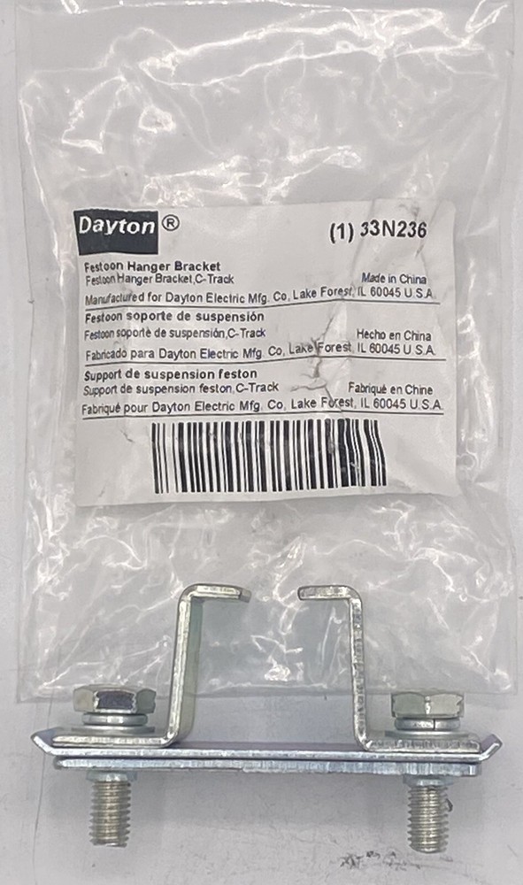 DAYTON 33N236 Festoon Hanger Bracket,C-Track 33N236