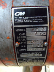 CM Lodestar RT2 3 Ton Electric Chain Hoist Lift Speed 460 PowerTrolley(24783)
