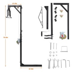 500 LBS Hitch-Mount Deer Hoist with Winch Gambrel & 360° Swivel Lifting Platfor