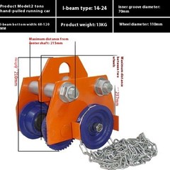 Manual Trolley 0.5/1/2/3/t Ton I-Beam Pulley Block Lifting Pulley Hand-Operated