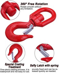 3 Ton Swivel Lifting Hook Heavy Duty, Round Rotating Hook with Safety Latch, …