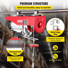 110V Electric Chain Hoist With Wireless Remote Control 1320LBS 600KG Overhead Ga
