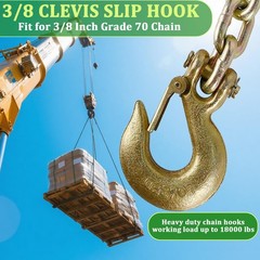 3/8″ Heavy Duty Slip Hook, 4 PackGrade 70 Forged Steel Clevis Chain Hook with…