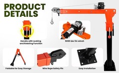 5000 lbs 12V Electric Winch 2200 Pickup Truck Crane Alloy Steel Truck Crane