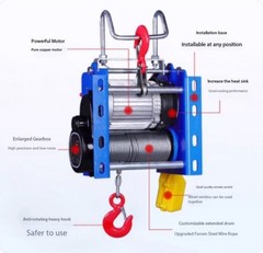 400/800kg 30m Winch Wireless Remote Control Dual-Purpose Electric Hoist Lifter