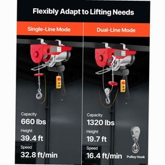 1320lb Hoist, 40ft Lift, Steel Wire, Wired Remote