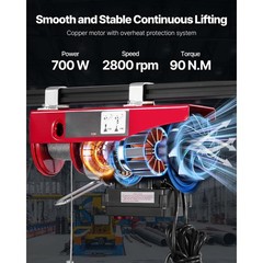 VEVOR Electric Hoist Crane Winch 440 lbs 328 ft Wireless & 14 ft Wired Remote