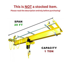 R&M QLP 1 TON, 20′ SPAN, UNDER RUNNING, SINGLE GIRDER OVERHEAD PUSH CRANE KIT