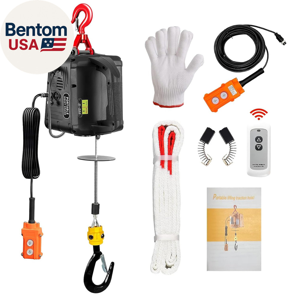 3-In-1 Electric Hoist Winch, 2200Lbs Manual/Wire/Wireless Remote Control,110/120