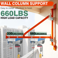 Wall Mount Jib Crane, Hoist Support Arm with 180°Swing, Electric Scaffolding Lif