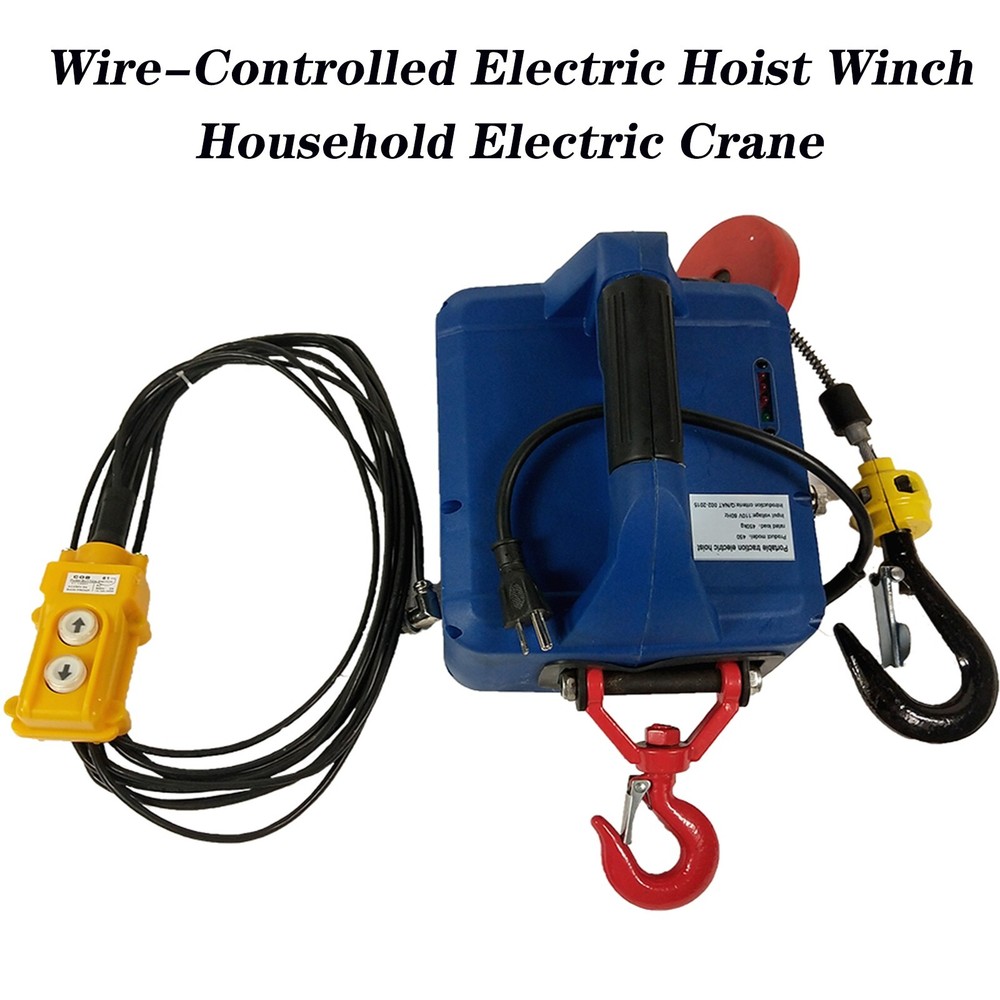 Wire-Controlled Electric Hoist Winch Portable Household Electric Crane 110V