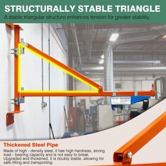 Heavy-Duty Wall Mount Jib Crane 660LBS Capacity, 180° Swing Arm, Electric Hoist