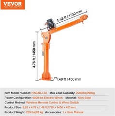 2200 Lbs Electric Pickup Truck Crane with 6000 Lbs Winch for Heavy Lifting