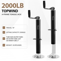 Trailer Tongue Jack 2000lb Lift Capacity, 15″ Travel A-Frame Heavy Duty – Man…
