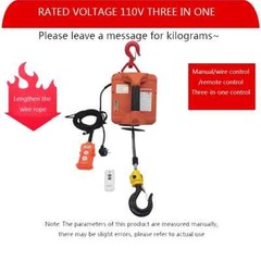 500KG Load Portable Electric Winch Traction Hoist Manual/Remote Control