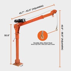 Pickup Truck Crane Hoist 1100lbs with Electric Winch 360° Lift Truck Jib Cranes
