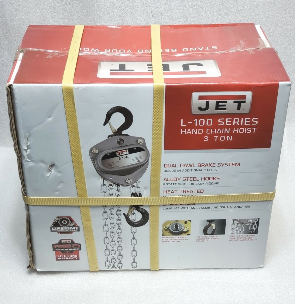 JET 3 Ton L-100 Series Hand Chain Hoist 20 ft. Lift, L100-300-20, 103220