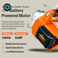 Capstan Winch Cordless Brushless Motor 2000Lb Max Pull Force Portable Li-Ion NEW